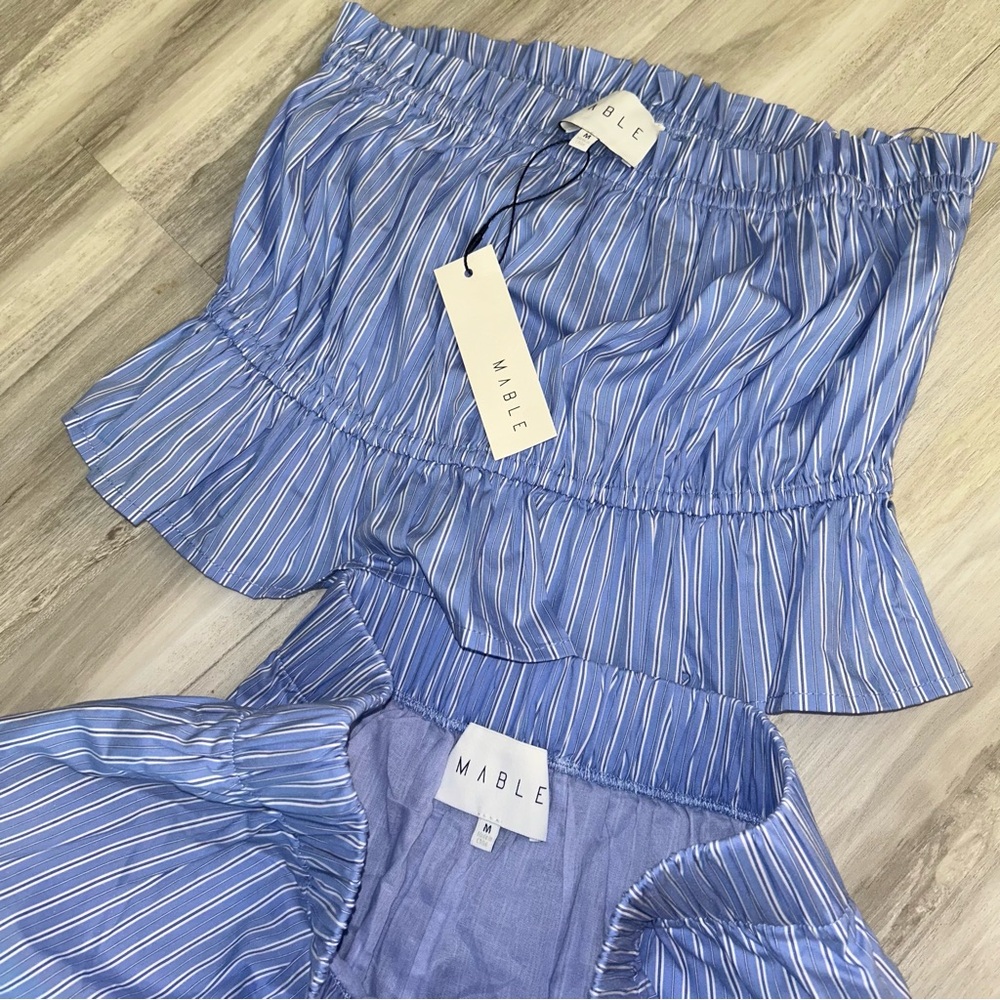 NWT MABLE Stripe Tube Top & Shorts Set
